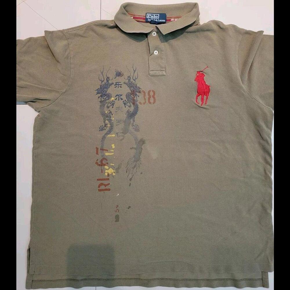 Polo Ralph Lauren Polo Shirt!  Green  Asian Dragon  Big Pony